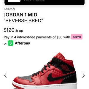 Jordan 1 Mid Shoes - Red and Black Reverse Bred